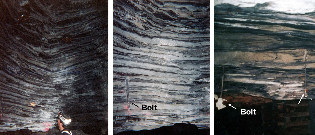 Large stackrock falls in above the Pond Creek coal from a mine in eastern Kentucky.